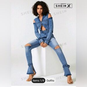 NWT denim flare leg jumpsuit, Sam X style